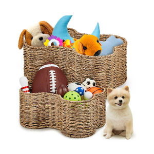 Wholesale Natural Seagrass Stackable <b>Storage</b> Bins Set 2 Bone Shaped Basket <b>Storage</b> for Pet Toys Woven by Vietnamese - Product Image 2