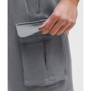 Top Selling Women's Casual Shorts Breathable 100% Cotton Fleece Quick Dry Elastic Waist Button Side Cargo Pockets - Product Image 5