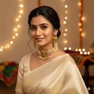 Impresionante collar choker con diseño de elefante en acabado mate, joyería india tradicional con aspecto antiguo, ideal para ocasiones especiales. - Product Image 1