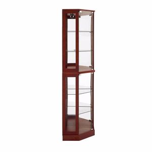 6 Shelf Cherry Corner Curio Display Cabinet with Lights Mirrors & Adjustable Shelves E26 Bulb Not Included - Product Image 6
