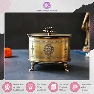 Premium Handmade Brass Jewellery Storage <b>Box</b> – Multifunctional Ornament Organizer from India at Discounted Market Price on Sale - Product Image 3