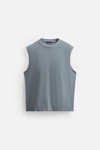 Camiseta sin mangas de punto para hombre, cuello redondo, color negro, estilo casual, corte holgado, estilo urbano - Product Image 2