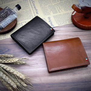 Hot Unisex Bi-fold <b>Card</b> Coin Castello Italian Genuine Leather Minimalist Flag Embroidery & <b>Embossed</b> Logo Black Short Polyester - Product Image 6