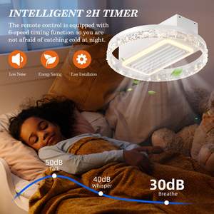 Ventilador de Techo Moderno de 20 Pulgadas con Luz LED, Sin Aspas, Control Remoto, Montaje Empotrado, Brillo Ajustable, Circulación de Aire, Blanco - Product Image 4