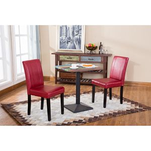 Set di 2 Sedie Parson in Stile Urbano, Legno Massello con Rivestimento in Ecopelle Rossa per Sala da Pranzo - Product Image 1