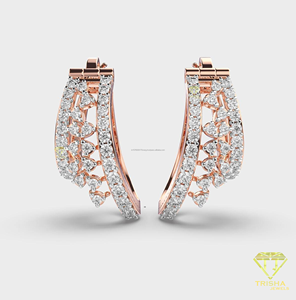 Sparkling Moissanite Diamond Dangle Earrings Rose Gold Anniversary Gift Jewelry - Product Image 1