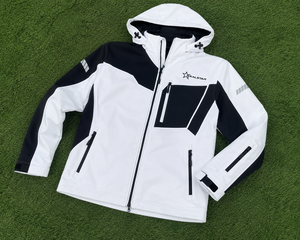 Veste softshell blanche et noire pour homme avec capuche, imperméable, coupe-vent, veste de sport d'hiver pour l'extérieur, vêtements de travail personnalisés - Product Image 6