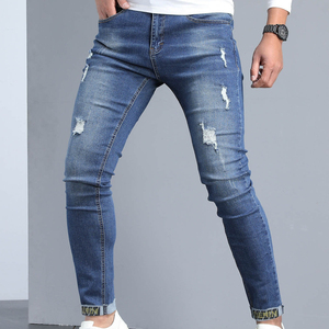 Best Quality Men's Breathable Knitted Denim Casual Straight Pants with Elastic Waist Wholesale Price - Product Image 6