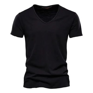 เสื้อยืดผู้ชายสั่งทำขายส่งจากโรงงาน ดีไซน์ใหม่ ทรงปกติ คอวี ระบายอากาศ แห้งเร็ว ผ้าฝ้าย 100% ใยไผ่ 240 กรัม ผ้าแคนวาส - Product Image 5