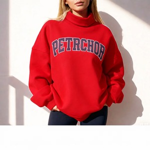 Sweat-shirt oversize à col montant en molleton pour femme, doux, hiver, décontracté, streetwear - Product Image 2