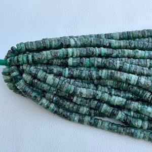 Heishi ยางเหลี่ยมเพชรพลอยมรกตธรรมชาติ6-7มม. สร้อยคอลูกปัดหินหลวมเครื่องประดับแฮนด์เมดขายดี - Product Image 5