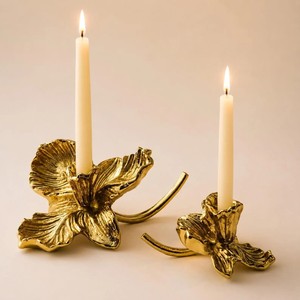 เชิงเทียนทองเหลืองลายกล้วยไม้ ทนทาน ตกแต่งบ้านสำหรับงานแต่งงาน - Product Image 3