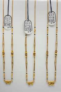 22K <b>Solid</b> Gold Beaded Mala <b>Necklace</b> with Pink and Green Emerald Color Gemstone Accents for Women and Brides - Product Image 2