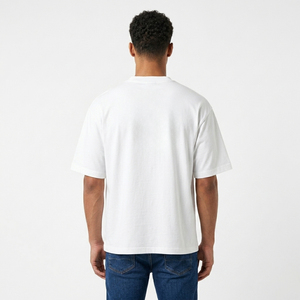 Camiseta personalizada con estampado gráfico DTG, tela gruesa 100% algodón 300GSM, estilo vintage, corte cropped, unisex, al por mayor. - Product Image 6