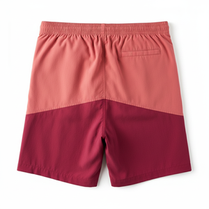 Shorts de bain pour hommes à blocs de couleur avec cordon de serrage à la taille, séchage rapide, logo avant, style décontracté, 100% polyester - Product Image 4