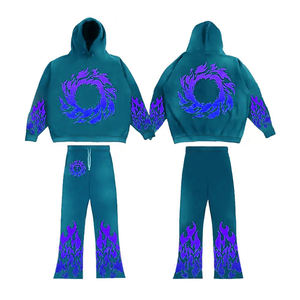 Heavyweight Custom Logo Sweat Suits Cotton Hoodie Tracksuits Thick Fabric French Terry Hoodies and <b>Sweatpants</b> <b>Set</b> for Men - Product Image 1