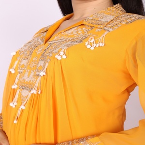 Modern Ethnic Fashion For Women 2pc Suit <b>set</b> Yellow colour with Thread <b>Beads</b> & Sequenced work Trend Collection - Product Image 5