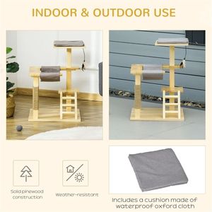 Torre di Lusso per Gatti con Tiragraffi, Arredamento per Animali Domestici, Struttura per Arrampicata e Gioco, Confezionata in Cartone - Product Image 6
