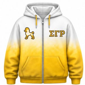ชุดวอร์มผู้หญิงสีขาวทองลายไทได ยี่ห้อ Sigma Gamma Rho เสื้อฮู้ดดี้โอเวอร์ไซส์ กางเกงจ็อกเกอร์ ลายกราฟิกสมาคมนักศึกษากรีก ชุดลำลองสไตล์สตรีทแวร์ - Product Image 6