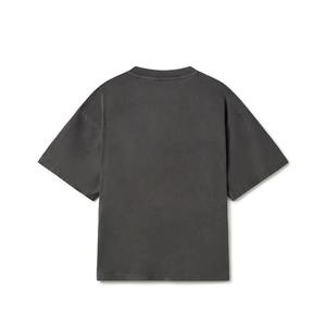 T-shirt décontracté à manches courtes en coton tricoté gris foncé pour homme, coupe classique, style streetwear - Product Image 1