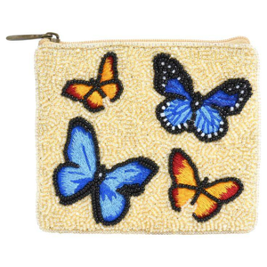Nuevo Diseño: Monedero Artesanal con Cuentas Bordadas, Mini Bolso Multicolor con Mariposas de la India, Etiquetas y Tarjetas - Product Image 1