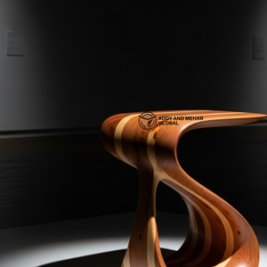 Luxury Sculptural S-Curve Solid Wood Side <b>Table</b> Modern Handcrafted Wooden Ottoman & End <b>Table</b> for Designer Home Hotel Decor - Product Image 3