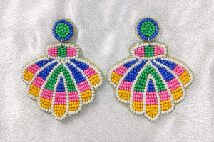 Creative Handmade Embroidery Sequence & <b>Glass</b> beaded Drops Earrings For Summer Parties Events Gifting Stylish Hoop & Studs - Product Image 3