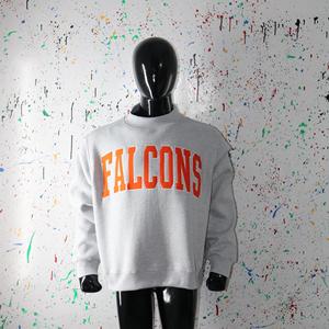 Sudadera FALCONS HEATHER GREY con Cuello Alto, 100% Algodón, Apliques Bordados en Naranja, Cuello Ancho, Hilos Finos - Product Image 3