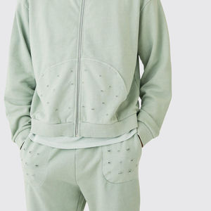 ชุดวอร์มผู้ชายแบบสั่งทำพิเศษ 2 ชิ้น เสื้อคอตั้งทรงสปอร์ต กางเกงขาบาน แฟชั่น ระบายอากาศ แห้งเร็ว น้ำหนักเบา - Product Image 5