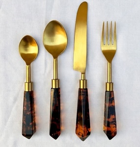 Premium Quality <b>Flatware</b> <b>set</b> of 5 Pcs With Resin Handle Stainless Steel Spoon & Fork Dinnerware Kitchenware <b>Set</b> At Best Price - Product Image 2