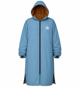 Unisex Hooded Wave Print Polyester Fleece Lined <b>Waterproof</b> Windproof <b>Long</b> Swim Parka <b>Jacket</b> for Swimming Team Training Hot - Product Image 1
