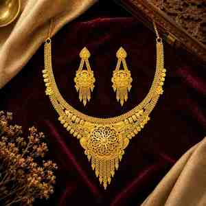 สร้อยคอทองเหลืองชุบทอง 14K 18K 24K แบบกล่องลายดอกไม้สั้น ดีไซน์ดั้งเดิม ชุดเครื่องประดับแฟชั่นสำหรับผู้หญิง ขายส่ง - Product Image 2