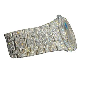 Montre à Quartz de Luxe de Haute Qualité 41mm pour Homme, Style Hip Hop, Or Sertie de Moissanite VVS de Laboratoire, Aiguilles en Saphir, Vente en Gros - Product Image 1