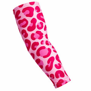Nouveauté : Manchon de bras rose imprimé léopard anti-UV, compressif et rafraîchissant pour le cyclisme et les sports de plein air, unisexe adulte, design respirant - Product Image 1
