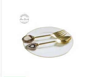 Pineapple Handle Gold Salad Server Set Luxury <b>Spoon</b> Fork Flatware Elegant Dining Tableware Kitchen Decor Design - Product Image 5