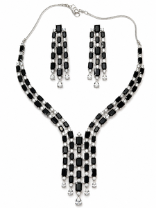 Conjunto de Collar y Aretes AG para Mujer, Aleación Negra con Baño de Rodio, Diseño Indio de Imitación, Joyería de Compromiso - Product Image 3