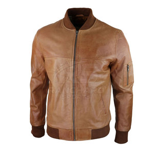Breathable Trendy Winter <b>Mens</b> Cow Skin Leather Bomber <b>Jacket</b> Zip Front Daily Wear Timeless Design - Product Image 2