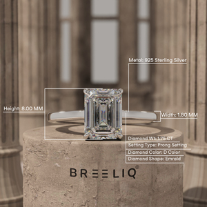 Bague de fiançailles en or massif 14 carats avec diamant taille émeraude 1,75 carat, bague solitaire classique minimaliste pour mariée, fournisseur OEM ODM personnalisé - Product Image 2