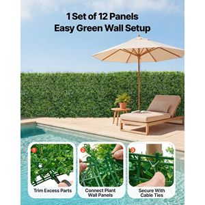 12 Pannelli di Bosso Artificiale 20x20 cm, Muro Vegetale per Protezione Solare, Sfondo Verde, Siepe per Privacy, Recinzione Finta, Decorazione da Giardino - Product Image 4
