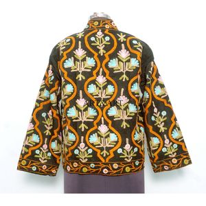 Veste luxueuse brodée à la main 100% cotisse, col mandarin épais, écologique, respirante, séchage rapide, détails floraux complexes - Product Image 5