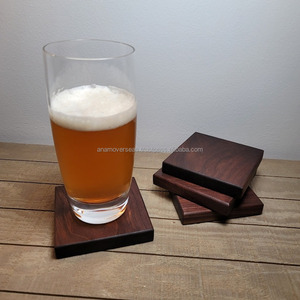 Sous-verres en bois d'acacia faits à la main |   Sous-verres écologiques en bois pour tasses et verres - Product Image 1