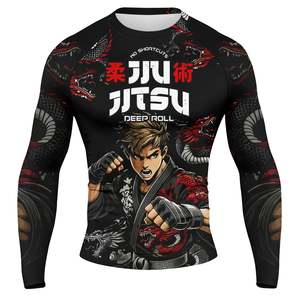 High Quality Men's Rash Guards Sportswear Custom Logo Digital Print Solid Breathable Lightweight 160g Polyester/Nylon Rash Guard - Product Image 1