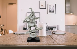 Metal <b>Elephant</b> Sculpture Balance Board Artistic Handmade Eco-Friendly Durable <b>Decor</b> for Tabletop Display Contemporary Style - Product Image 5
