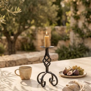 Support de bougie en fer Candle Bloom, 9 pouces de haut, avec base torsadée, décoration d'intérieur, support de bougie en métal - Product Image 4