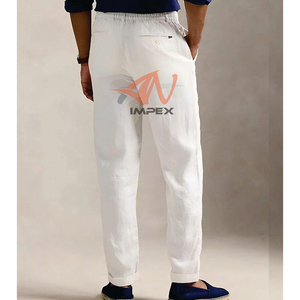 Pantalons en lin personnalisés pour hommes, pantalons en coton et lin légers pour hommes - Product Image 4