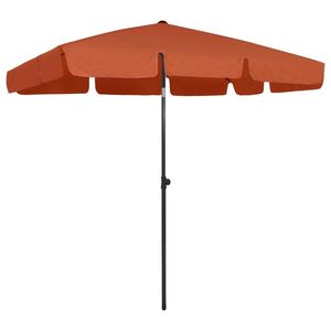 Sombrilla de Playa Mediana Inclinable de Poliéster Color Terracota con Base para Patio - Product Image 1