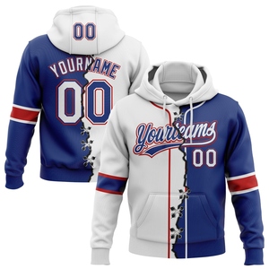 Sudadera con Capucha Deportiva OMMIZ INDUSTRY al por Mayor, Diseño Personalizado con Patrón 3D en Blanco, Azul Trueno y Rojo Fuego, con Rayas para el Día del Partido - Product Image 4