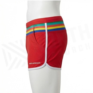North Approach Women Red Striped Swim Shorts With Pockets Quick Dry Contrast Binding - Product Image 3