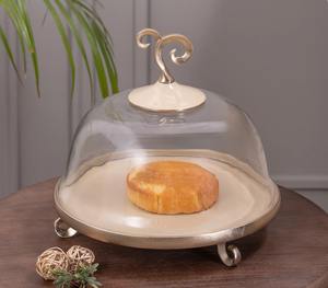 Pastry serving tray with <b>cover</b> Metal base <b>cake</b> <b>stand</b> Decorative <b>cake</b> holder Tabletop dessert server - Product Image 2