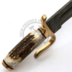 Nueva Edición Cuchillo Bowie de Acero de Damasco de 15 Pulgadas Hecho a Mano con Mango de Asta de Ciervo, Hoja Fija Extra Afilada para Caza al Aire Libre - Product Image 5